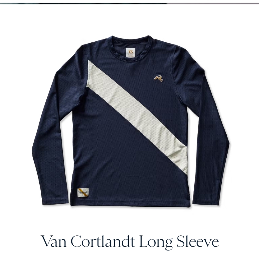 Tracksmith Van Cortlandt Long Sleeve in white and EUC